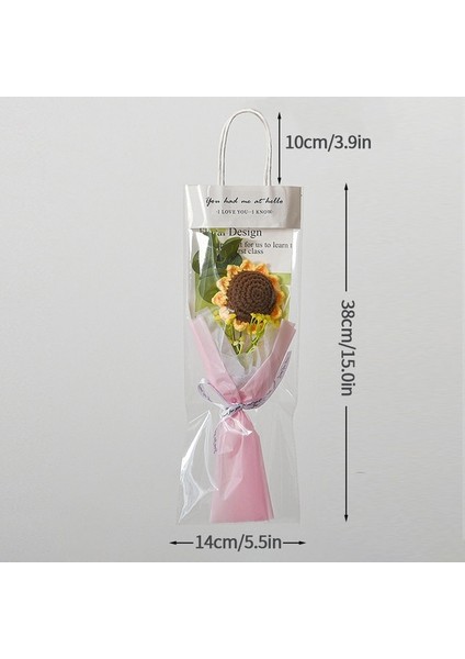 S16PINK Resim Gösterisi Olarak Tığ Işi Çiçekler Buket Ayçiçeği Örme Çiçekler El Yapımı Gül Çiçek Buketi Öğretmenin Sevgililer Günü Hediyesi Düğün Dekor (Yurt Dışından)