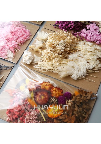 H-3 Kuru Çiçekler Korunmuş Çiçek Malzemeleri Epoksi Reçine Mumlar Dıy Çiçek Malzemeleri Ortanca Bir Pakette Çeşitli Çiçekler (Yurt Dışından)