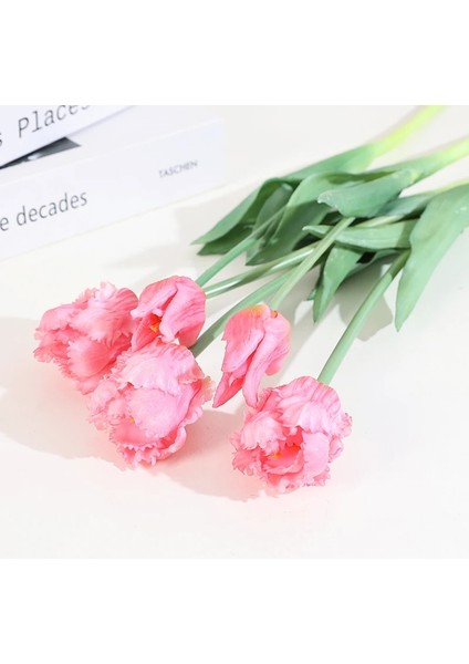 Koyu Mor 45 cm 5 Adet Papağan Lale Yapay Çiçek Silikon Gerçek Dokunmatik Buket 45 cm Lüks Ev Dekoratif Oturma Odası Deco Flores Sahte Bitki (Yurt Dışından) fırsatları