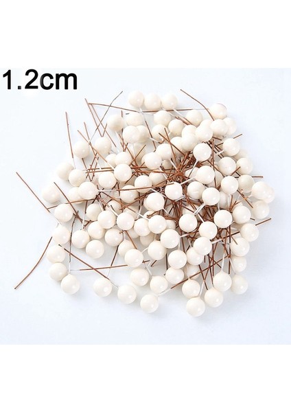 1.2 Cm-Beyaz 100 Adet 50/100 Adet/grup Mini Plastik Berry Yapay Çiçek Kırmızı Kiraz Sedefli Ercik Düğün Noel Pastası Kutusu Çelenkler Dekorasyon (Yurt Dışından)