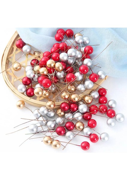 1.2 Cm-Beyaz 100 Adet 50/100 Adet/grup Mini Plastik Berry Yapay Çiçek Kırmızı Kiraz Sedefli Ercik Düğün Noel Pastası Kutusu Çelenkler Dekorasyon (Yurt Dışından)