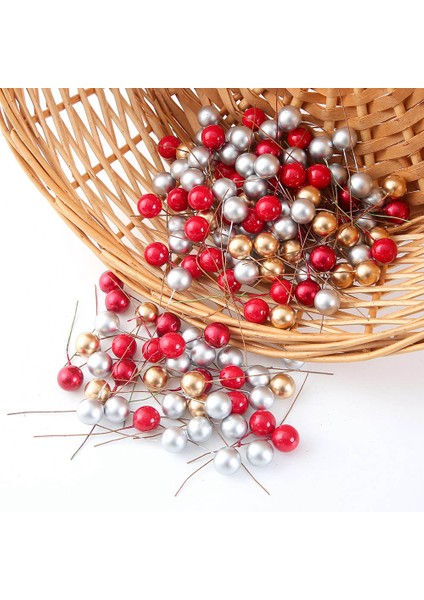1.2 Cm-Beyaz 100 Adet 50/100 Adet/grup Mini Plastik Berry Yapay Çiçek Kırmızı Kiraz Sedefli Ercik Düğün Noel Pastası Kutusu Çelenkler Dekorasyon (Yurt Dışından)