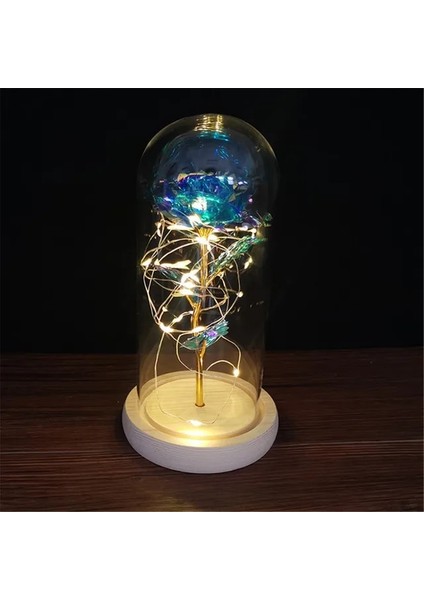 C-7 2022 LED Büyülü Galaxy Gül Ebedi 24K Altın Folyo Çiçek Noel Sevgililer Günü Hediyesi Için Kubbede Peri Dize Işıkları ile (Yurt Dışından)