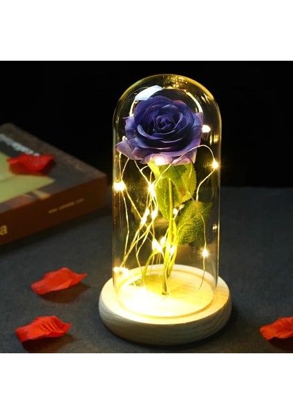 019 2022 LED Büyülü Galaxy Gül Ebedi 24K Altın Folyo Çiçek Noel Sevgililer Günü Hediyesi Için Kubbede Peri Dize Işıkları ile (Yurt Dışından)