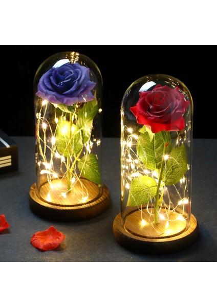 019 2022 LED Büyülü Galaxy Gül Ebedi 24K Altın Folyo Çiçek Noel Sevgililer Günü Hediyesi Için Kubbede Peri Dize Işıkları ile (Yurt Dışından) fiyatları