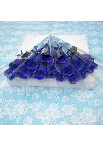Mavi Yaratıcı 10 Adet Tek Kök Yapay Gül Plastik Ambalaj ile Sabun Yapımı Çiçekler Sevgililer Günü Hediyesi Doğum Günü Partisi Decorat (Yurt Dışından)