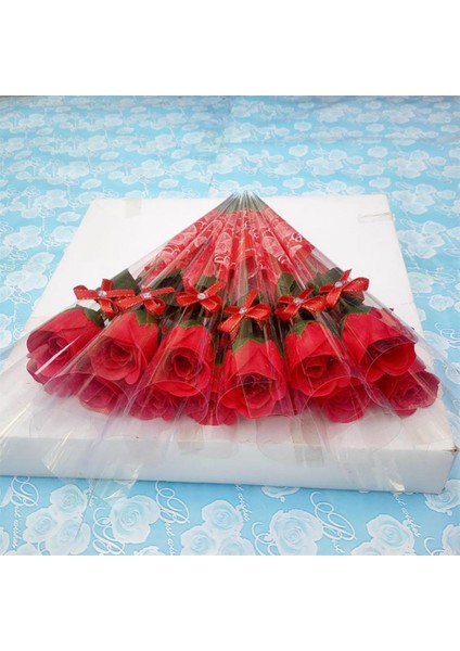 Mavi Yaratıcı 10 Adet Tek Kök Yapay Gül Plastik Ambalaj ile Sabun Yapımı Çiçekler Sevgililer Günü Hediyesi Doğum Günü Partisi Decorat (Yurt Dışından)