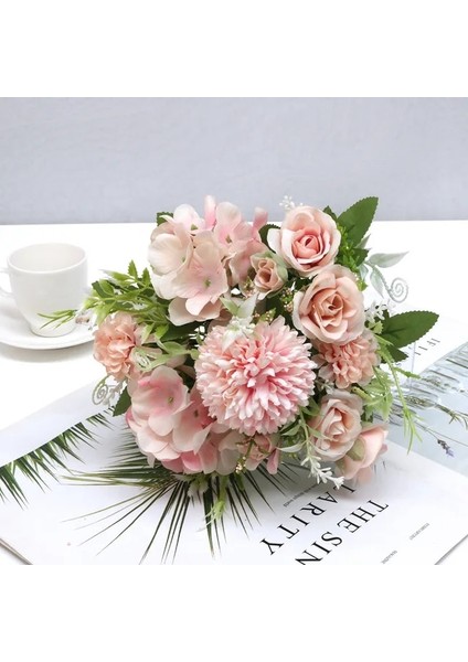 2 Gül Tozu 1 Adet Karışık Çiçek Güzel Şakayık Yapay Çiçek Ortanca Ipek Sahte Buket Ev Düğün Dekorasyon Için Dıy Karahindiba Köpük (Yurt Dışından)