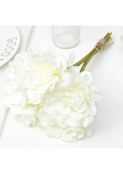 Beyaz 5 Adet Yapay Şakayık Çiçekleri Kahve Düğün Parti Doğum Günü Dekorasyon Dıy Ev Düzenleme Dahlia Buket Çelenk Zanaat Aksesuar (Yurt Dışından)