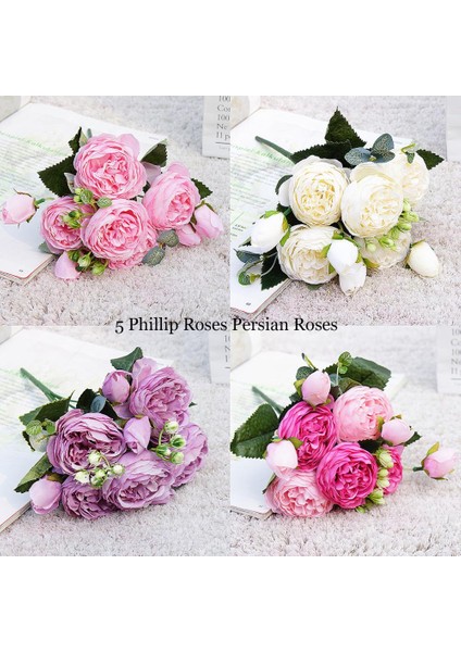 17 2022 Güzel Gül Şakayık Yapay Ipek Çiçekler Küçük Buket Flores Ev Partisi Bahar Düğün Dekorasyon Sahte Çiçek (Yurt Dışından) fiyatları