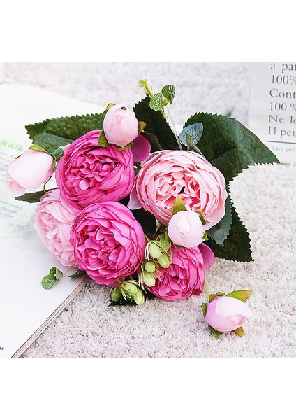 17 2022 Güzel Gül Şakayık Yapay Ipek Çiçekler Küçük Buket Flores Ev Partisi Bahar Düğün Dekorasyon Sahte Çiçek (Yurt Dışından) fırsatları