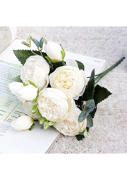 17 2022 Güzel Gül Şakayık Yapay Ipek Çiçekler Küçük Buket Flores Ev Partisi Bahar Düğün Dekorasyon Sahte Çiçek (Yurt Dışından) indirimleri