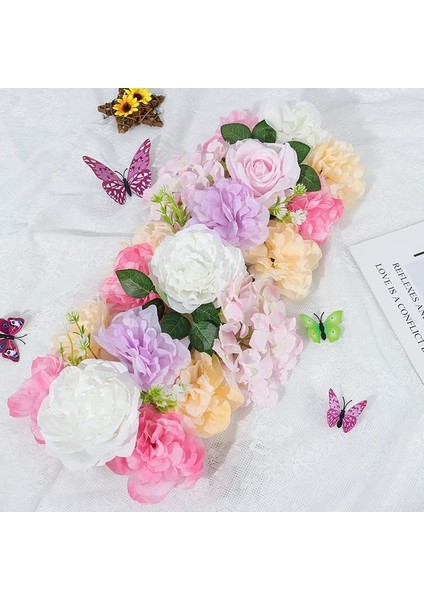 JY-50CM x 25CM-020 Yapay Çiçekler Düğün Dekorasyon Sıra, Kemer Ipek Şakayık Gül Yapay Kemer Çiçek Dekor Resepsiyon/ziyafet Süslemeleri (Yurt Dışından)