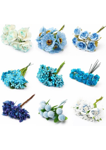 Stil 29 6/10/12/50/60/70/90/144 Adet Mix Mavi Çiçek Kiraz Ercik Meyveleri Paketi Dıy Noel Düğün Pastası Hediye Kutusu Çelenkler Dekorasyon (Yurt Dışından) fiyatları