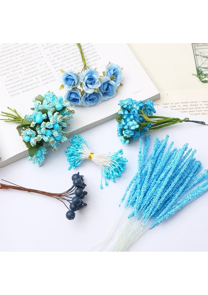 Stil 29 6/10/12/50/60/70/90/144 Adet Mix Mavi Çiçek Kiraz Ercik Meyveleri Paketi Dıy Noel Düğün Pastası Hediye Kutusu Çelenkler Dekorasyon (Yurt Dışından) fırsatları