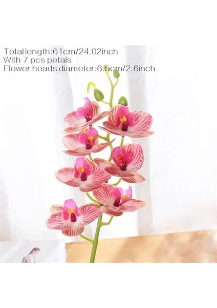 Gül Kırmızı Orkide 61 cm Büyük 3D 11/7 Kafaları Pvc Yapay Çiçek Orkide Phalaenopsis Saksı Bitkileri Peyzaj Düğün Çiçek Aranjmanı Ev Dekor (Yurt Dışından)