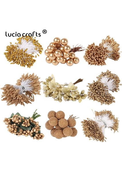 Stil 21 6 Adet Lucia El Sanatları 6/8/10/12/90/144 Adet Altın Karışık Yapay Çiçekler Ercik Meyveleri Noel Düğün Dekor Paketi Dıy Malzeme AD0606 (Yurt Dışından) fiyatları