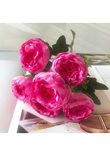 30 2022 Güzel Gül Şakayık Yapay Ipek Çiçekler Küçük Buket Flores Ev Partisi Bahar Düğün Dekorasyon Sahte Çiçek (Yurt Dışından)