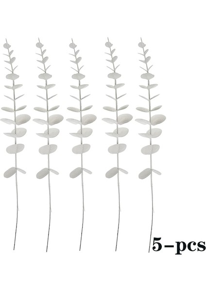 White-5-Pcs 10 Adet 12" Okaliptüs Yaprakları Demet Şube Yapay Plastik Bitkiler Yeşil Yapraklar Düğün Sahte Sahte Çiçekler Kek Dıy Dekor Kaynaklanıyor (Yurt Dışından)