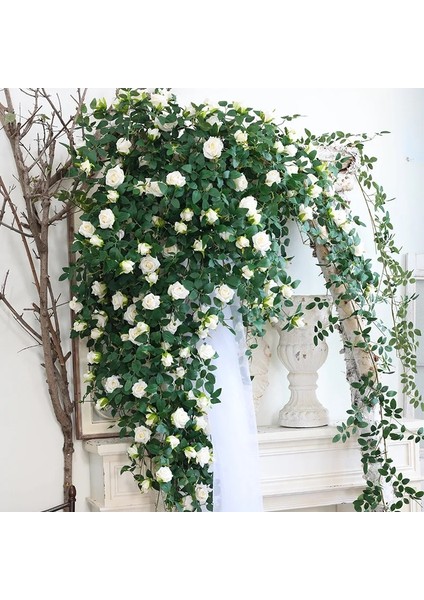 Sl-Asılı-Turuncu Yapay Çiçekler Gül Bitkiler Vinehanging Ipek Çelenk Yeşil Bitki Ev Bahçe Duvarı Çit Düğün Doğum Günü Dekor 175 CM/69IN (Yurt Dışından)