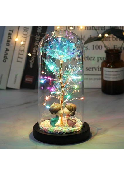 Kahverengi Taban Mor Sıcak LED Büyülü Galaxy Gül Ebedi Güzellik ve Canavar Noel Sevgililer Günü Hediyesi Için Kubbede Peri Işıkları ile Gül (Yurt Dışından)
