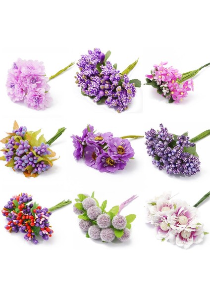 Stil 16 6/10/12/50/60/70/90 Adet Mor Karışık Hibrid Çiçek Kiraz Ercik Meyveleri Paketi Dıy Kek Noel Düğün Hediye Kutusu Çelenkler Dekor (Yurt Dışından) fiyatları