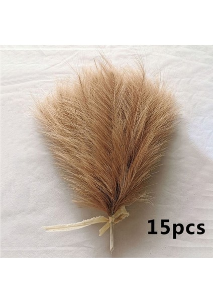 D 15 Adet Yapay Pampas Çim Çiçek Buketi Ev Düğün Dekorasyon Için Dıy Parti Yatak Odası Sahte Bitki Çiçekler Vazo Dekor Kamış (Yurt Dışından)
