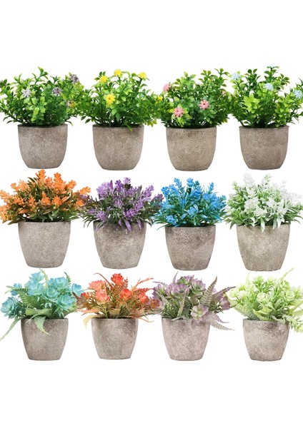 26 Mini Yapay Çiçekler Bitkiler Bonsai Masa Süsü Küçük Simüle Ağaç Saksı Bitkileri Sahte Çiçekler Ofis Masası Saksı Süs Ev (Yurt Dışından)