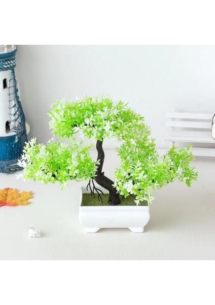 Beyaz 1 Adet Yapay Bitkiler Bonsai Küçük Ağaç Sahte Bitki Çiçek Saksı Süsler Ev Otel Odası Masa Dekorasyon Bahçe Dekor Için (Yurt Dışından)