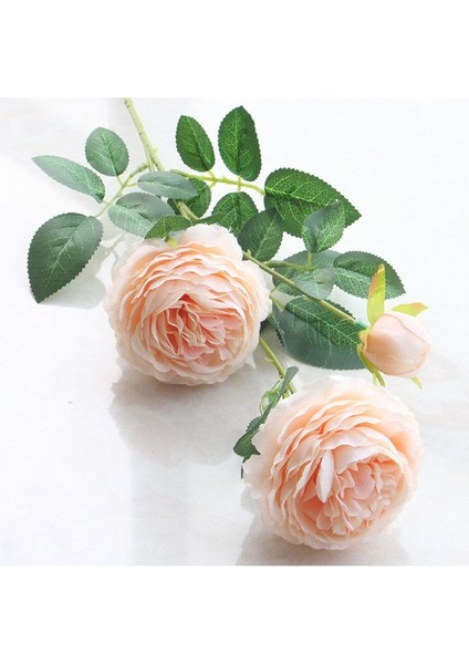 Şampanya Avrupa Tarzı 3 Kafa Yapay Şakayık Çiçek Buketi Ev Bahçe Oturma Odası Dekorasyon Için Düğün Parti Malzemeleri Sahte Çiçekler (Yurt Dışından)