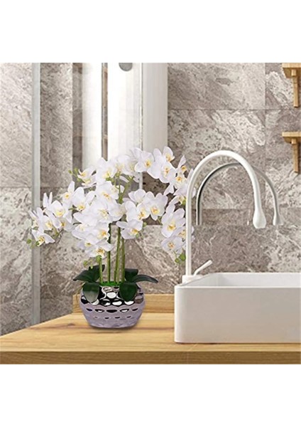 A-Beyaz 1 Adet Ev Aksesuarları Ipek Yapay Orkide Phalaenopsis Hissediyorum Film Düğün Çiçekleri Dekor Fotoğraf Sahne Yapay Saksı (Yurt Dışından) fırsatları
