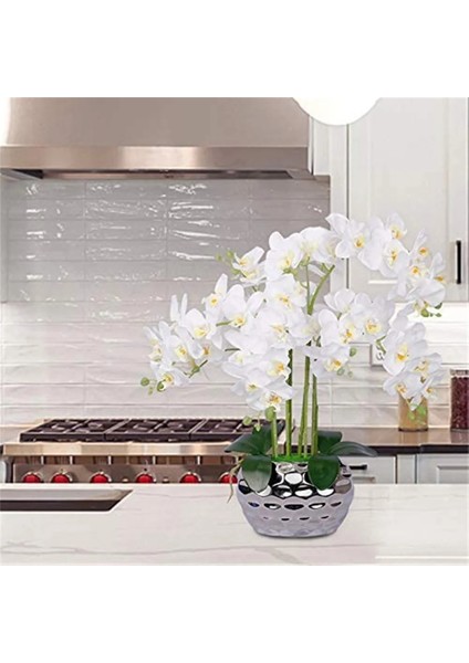 A-Beyaz 1 Adet Ev Aksesuarları Ipek Yapay Orkide Phalaenopsis Hissediyorum Film Düğün Çiçekleri Dekor Fotoğraf Sahne Yapay Saksı (Yurt Dışından) indirimleri