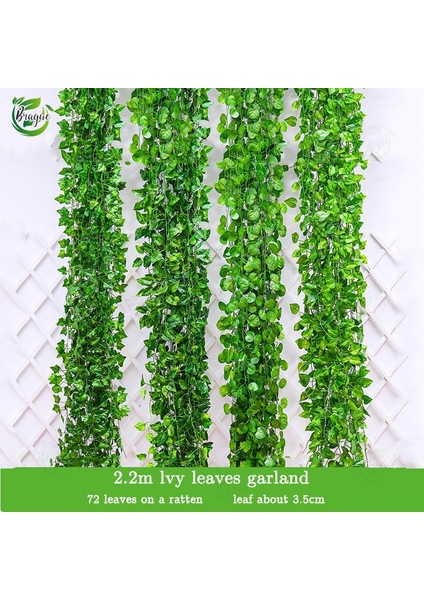 2.1 M 72 Yaprak E 210 cm Yapay Bitkiler Yeşil Sarmaşık Sahte Yapraklar Çelenk Bitki Duvar Asılı Asma Ev Gardan Dekorasyon Düğün Çelenk Yaprakları (Yurt Dışından)