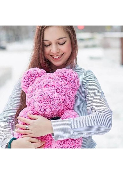 Beyaz Dropshipping ile Gül 40 cm Teddy Bear Gül Yapay Çiçekler Pe Gül Ayı Kadınlar Için Sevgililer Düğün Noel Hediye Kutusu Ev Dekor (Yurt Dışından)
