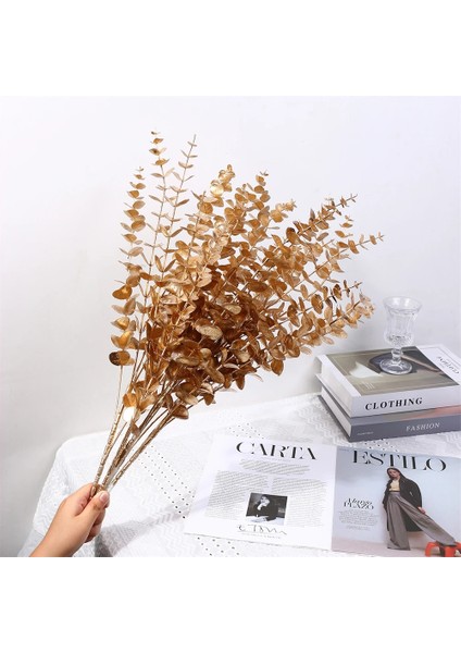 22 1pc 1pc Üç Uçlu Fan Yaprağı Örgü Yapay Altın Ginkgo Okaliptüs Holly Düğün Kemer Çiçek Aranjmanı Ev Dekor El Sanatları (Yurt Dışından)