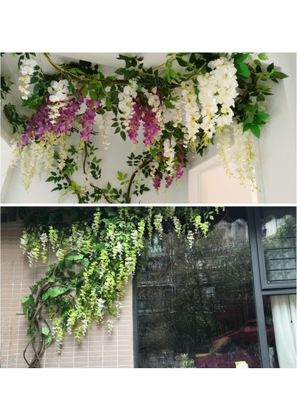 Stil 7 Sıcak 2 M Wisteria Yapay Çiçek Asma Çelenk Düğün Kemer Dekorasyon Sahte Bitki Yaprak Rattan Firar Sahte Çiçek Sarmaşık Duvar (Yurt Dışından) modelleri