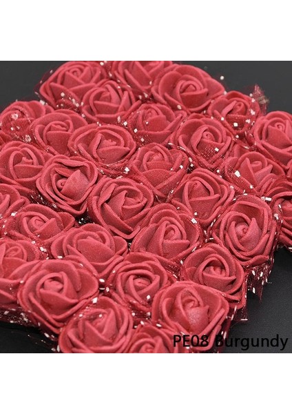 PE08 144 Adet 2 cm Mini Pe Gül Kafa Yapay Ipek Çiçekler Düğün Gelin Buketi Dekor Dıy Doğum Günü Hediyesi Çelenk Köpük Sahte Iplik Çiçek (Yurt Dışından)