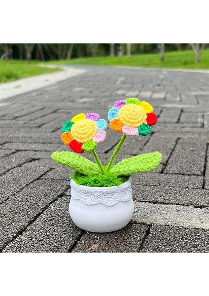 Ayçiçeği-C Tığ Ayçiçeği Saksı Bitki, Sahte Çiçek Bonsai, Gül, Kaktüs, Antoryum, Calla, Yonca, Lale, Papatya, Ev Masası Dekoru Için Dokuma Hediye (Yurt Dışından)
