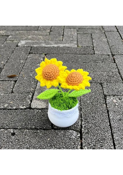 Ayçiçeği-C Tığ Ayçiçeği Saksı Bitki, Sahte Çiçek Bonsai, Gül, Kaktüs, Antoryum, Calla, Yonca, Lale, Papatya, Ev Masası Dekoru Için Dokuma Hediye (Yurt Dışından) modelleri
