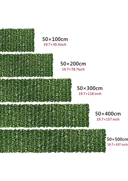 Renkli Yeşil Dereotu 50X300CM 50×500CM Yaprak Çit Sarmaşık Gizlilik Ekranı Balkon Gizlilik Bahçe Yaprakları Çit Yapay Çit Elma Yaprağı Dış Mekan Çit Dekorasyonu (Yurt Dışından)
