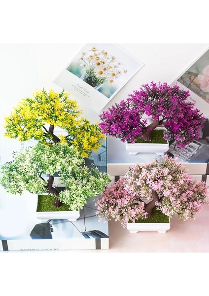 A-Sarı Yeni Yıl 2023 Yapay Bitkiler Çam Bonsai Küçük Ağaç Saksı Bitkileri Ev Otel Bahçe Dekor Için Sahte Çiçekler Saksı Süsler (Yurt Dışından) modelleri