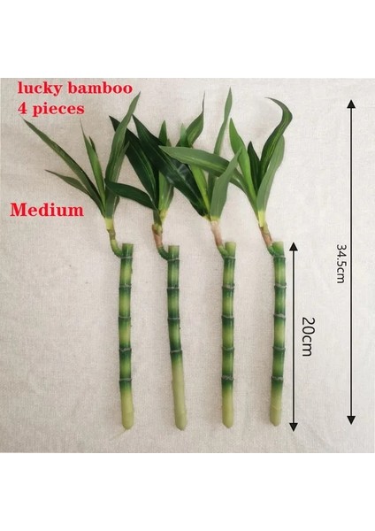 Orta 4 Parça Yeni 40 cm Rftificial Şanslı Bambu Etli Sahte Bitki Çiçek Yeşil Saksı Bahçe Açık Yemek Masası Balık Tankı Ev Dekorasyon (Yurt Dışından)