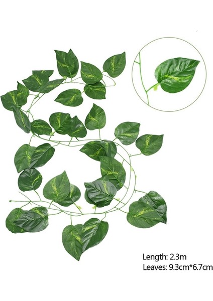 Scindapsus Yaprakları 1 Adet 2.3 M Ipek Yapraklar Sahte Sarmaşık Yeşil Yaprak Ivy Vine 1/2/3 M LED Dize Işıklar Dekor Düğün Parti Asılı Çelenk Ev Bahçe (Yurt Dışından)