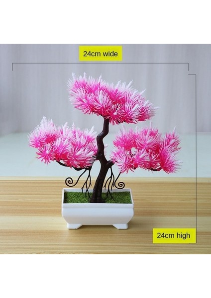 Lingyunsong Pembe Yapay Bitkiler Dıy Basit Bonsai Küçük Ağaç Sahte Bitkiler Sahte Çiçekler Saksı Süsler Banyo Ev Dekor Otel Bahçe Dekor (Yurt Dışından)