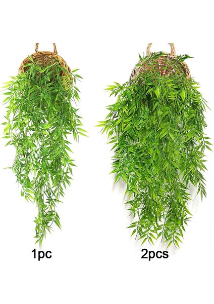 Bambu Yapay Asılı Bitkiler Asılı Bambu Yaprakları Asma Kaplumbağa Yaprağı Bitki Şanslı Bambu Noel Sonbahar Parti Ev Duvar Dekorasyonu (Yurt Dışından)