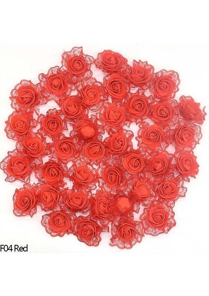 F04-RED 20 Adet 50 Adet Yapay Köpük Dantel Gül Kafaları 3.5 cm Çiçek Dıy Çelenk Ev Düğün Dekorasyon Scrapbooking Çiçekler Sahte Çiçek Kafa (Yurt Dışından)