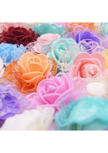 F04-RED 20 Adet 50 Adet Yapay Köpük Dantel Gül Kafaları 3.5 cm Çiçek Dıy Çelenk Ev Düğün Dekorasyon Scrapbooking Çiçekler Sahte Çiçek Kafa (Yurt Dışından)