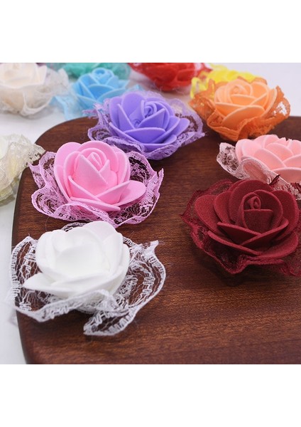 F04-RED 20 Adet 50 Adet Yapay Köpük Dantel Gül Kafaları 3.5 cm Çiçek Dıy Çelenk Ev Düğün Dekorasyon Scrapbooking Çiçekler Sahte Çiçek Kafa (Yurt Dışından)