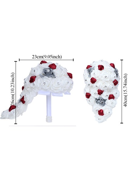 Fildişi 20 cm Çap Büyük Uzun Şelale Gelin ve Nedime Için Yeni Düğün Buketleri Pe Gül Rhinestones El Çiçek Parti Düğün Dekorasyon W330PE (Yurt Dışından)