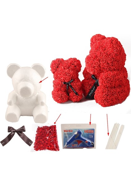 Gökkuşağı 45 cm Dıy Her Türlü Gül Ayı Modeli Köpek Düğün Dekorasyon Sahte Çiçekler Noel Süslemeleri Çiçek Dekorasyon Vazo ile Tavşan Kalıp (Yurt Dışından) indirimleri